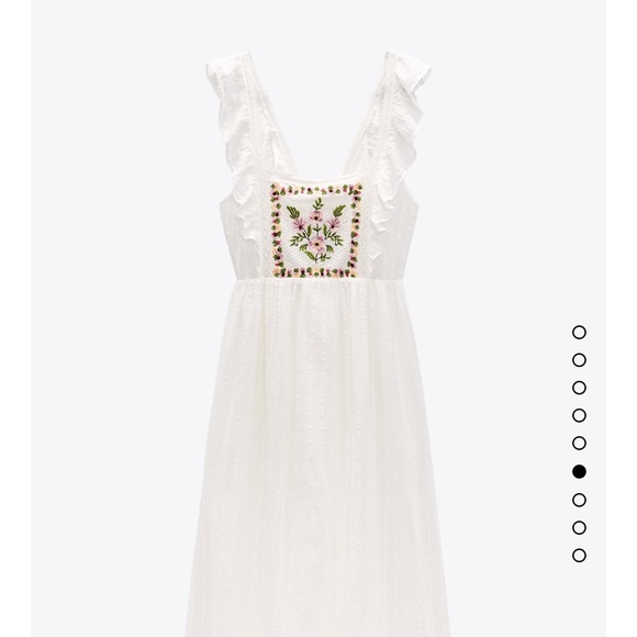 ZARA embroidered midi dress with ruffles - Picture 6 of 10
